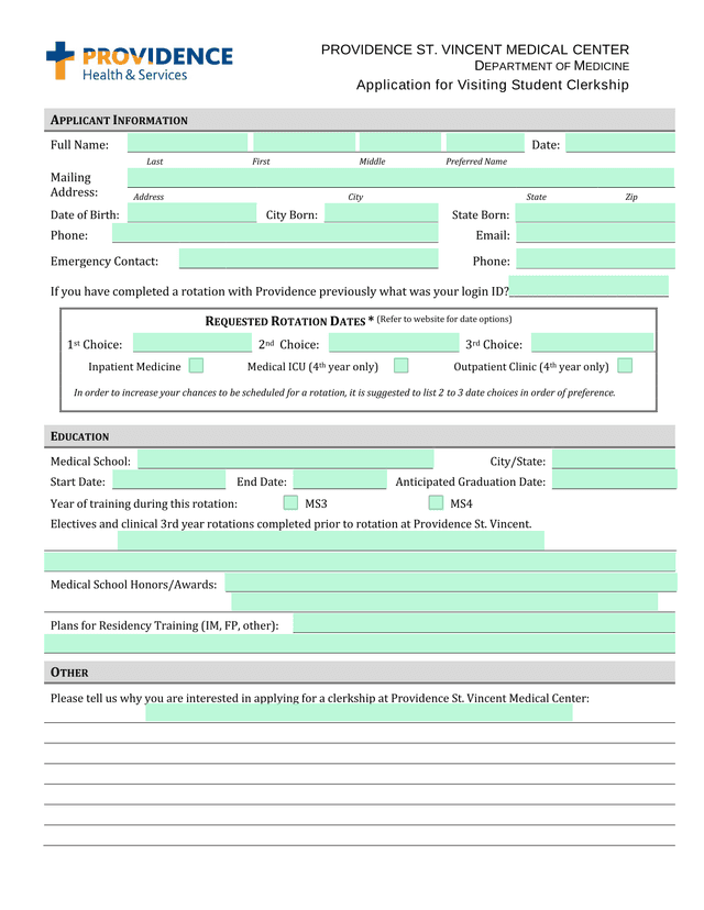 Application For Visiting Student Clerkship screenshot