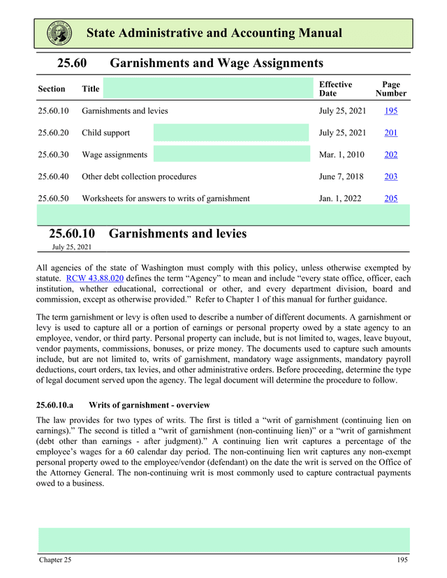 Garnishments And Wage Assignments screenshot