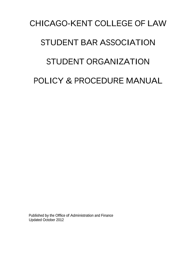 Student Bar Association Student Organization Policy  Procedure Manual screenshot