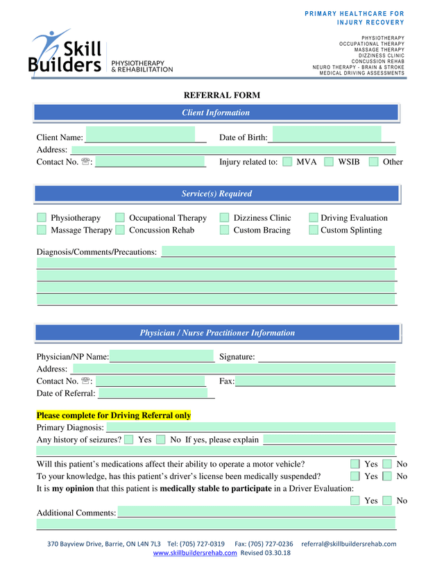 REFERRAL FORM screenshot