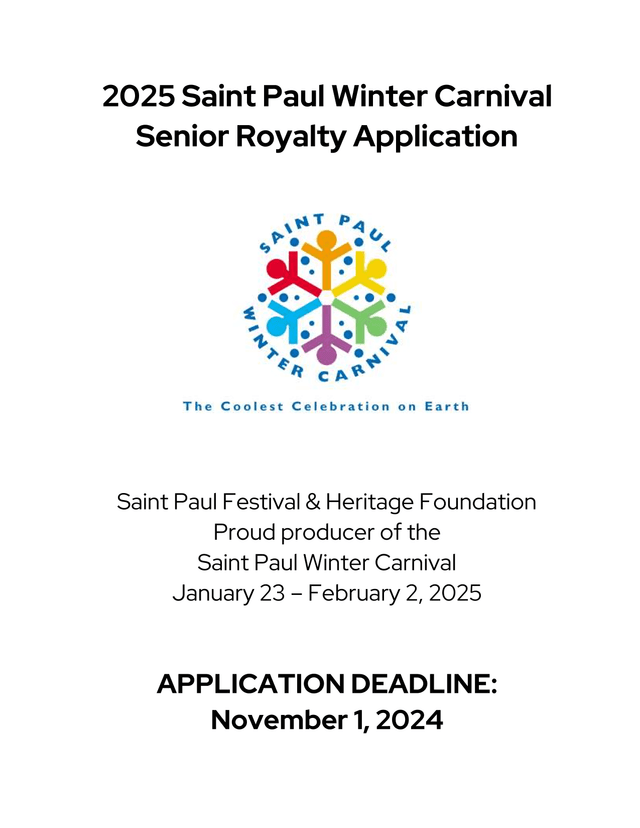 2025 Saint Paul Winter Carnival Senior Royalty Application screenshot