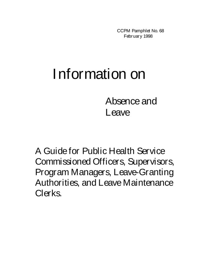 CCPM Pamphlet No. 68 Information On Absence And Leave screenshot