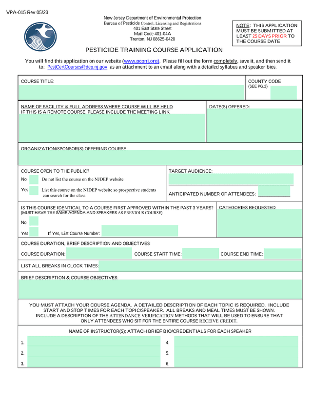 Pesticide Training Course Application screenshot