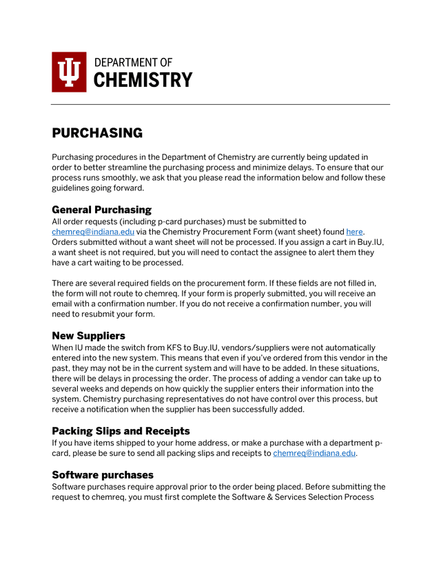 Purchasing Procedures For Department Of Chemistry screenshot
