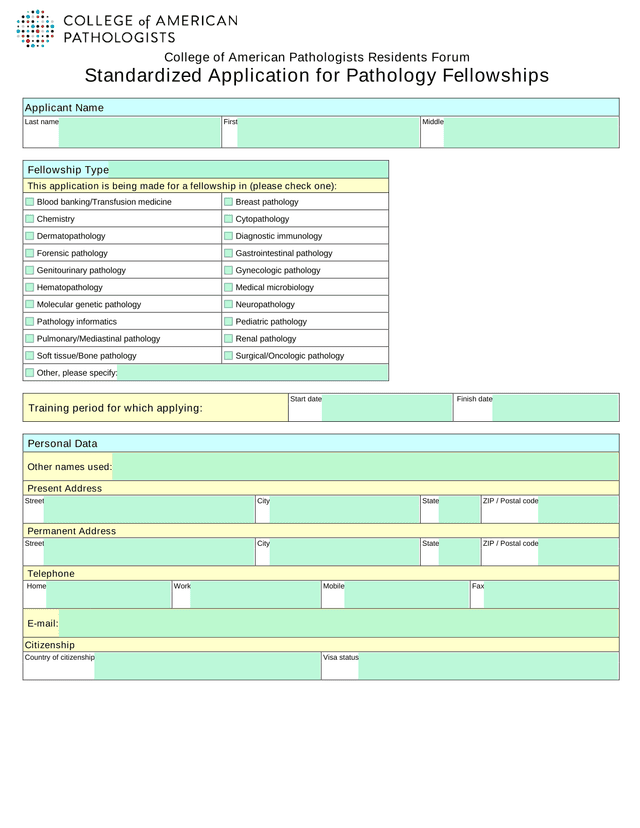 Standardized Application For Pathology Fellowships screenshot