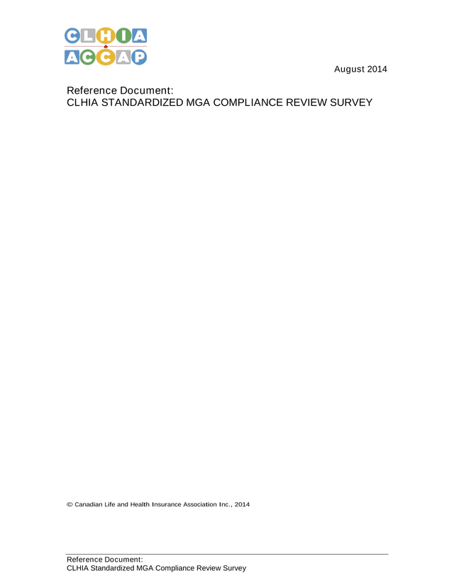 CLHIA Standardized MGA Compliance Review Survey screenshot