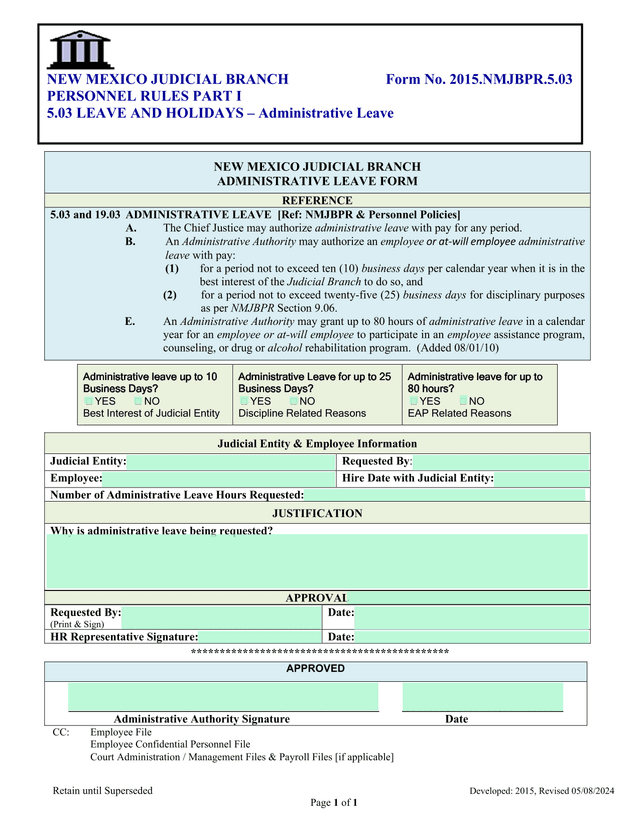 Administrative Leave Form screenshot
