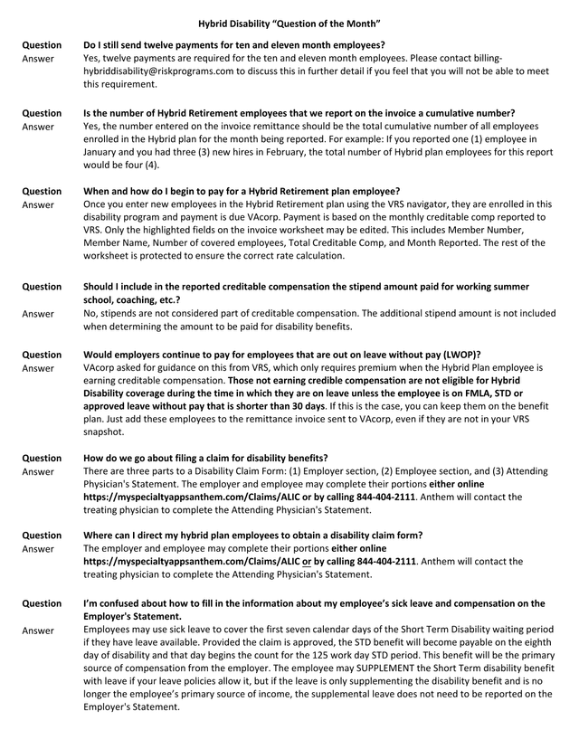 Hybrid Disability Question Of The Month screenshot