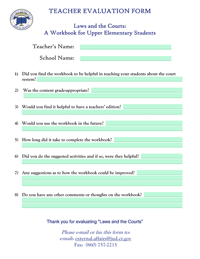 Laws And The Courts Teacher Evaluation Form screenshot