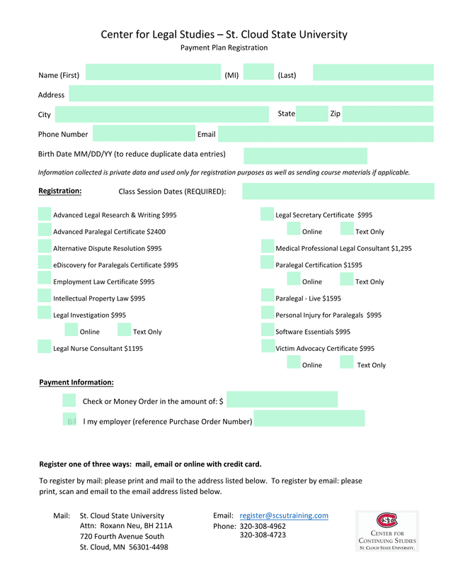 Payment Plan Registration screenshot