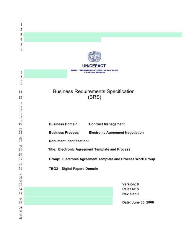 Business Requirements Specification (BRS) screenshot