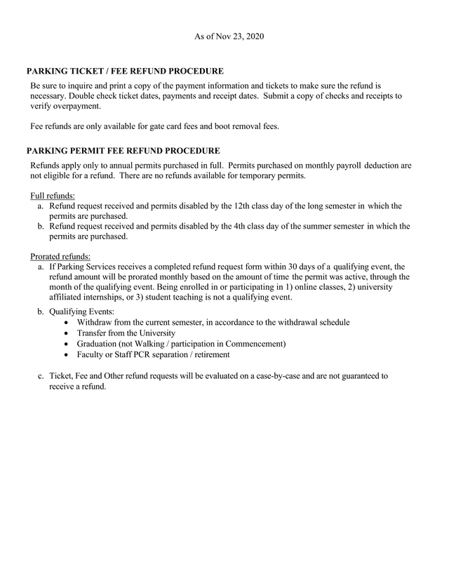Parking Ticket  Fee Refund Procedure screenshot