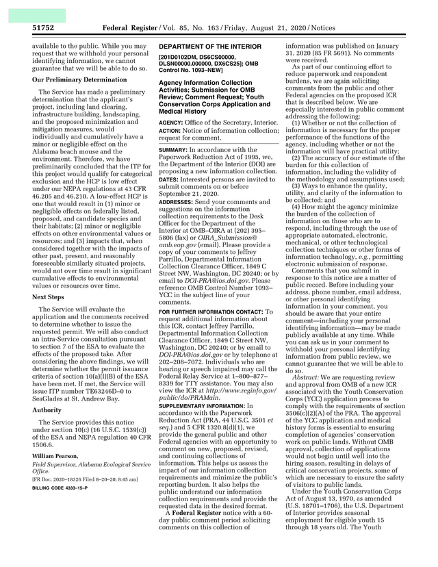 Federal Register Notice On Incidental Take Permit For Alabama Beach Mouse screenshot