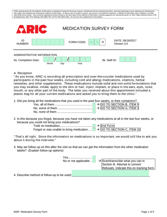Medication Survey Form screenshot