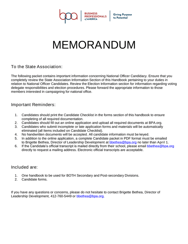 National Officer Candidate Handbook screenshot