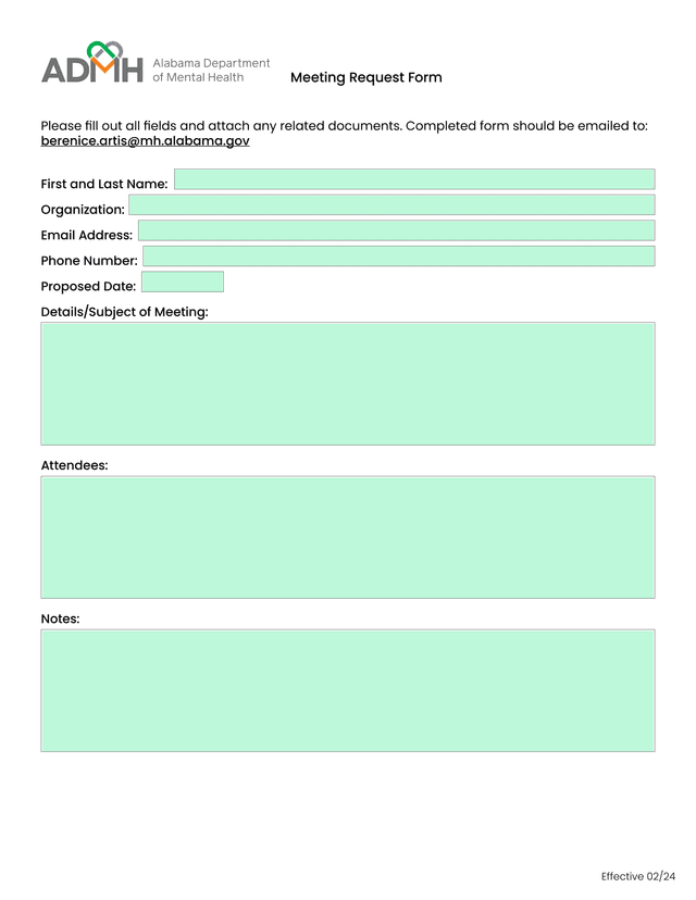 Meeting Request Form screenshot