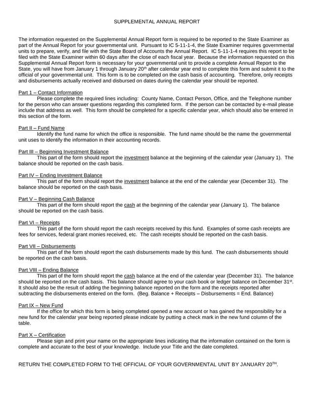 Supplemental Annual Report screenshot