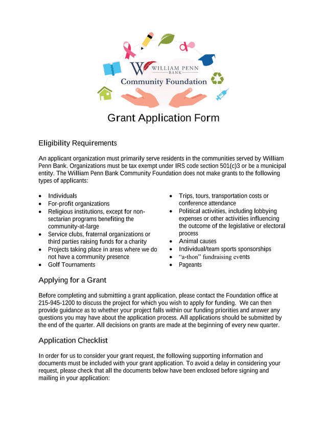 Grant Application Form screenshot