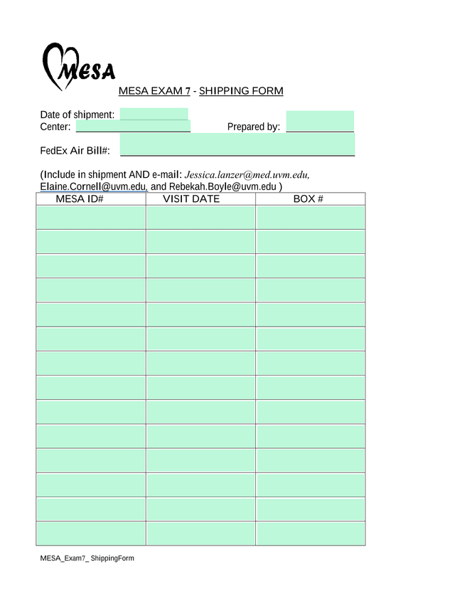 MESA Exam7  ShippingForm screenshot