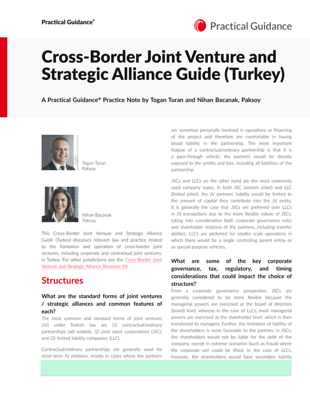 Cross Border Joint Venture And Strategic Alliance Guide (Turkey) screenshot
