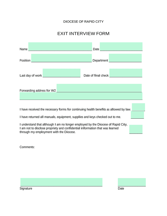 EXIT INTERVIEW FORM screenshot