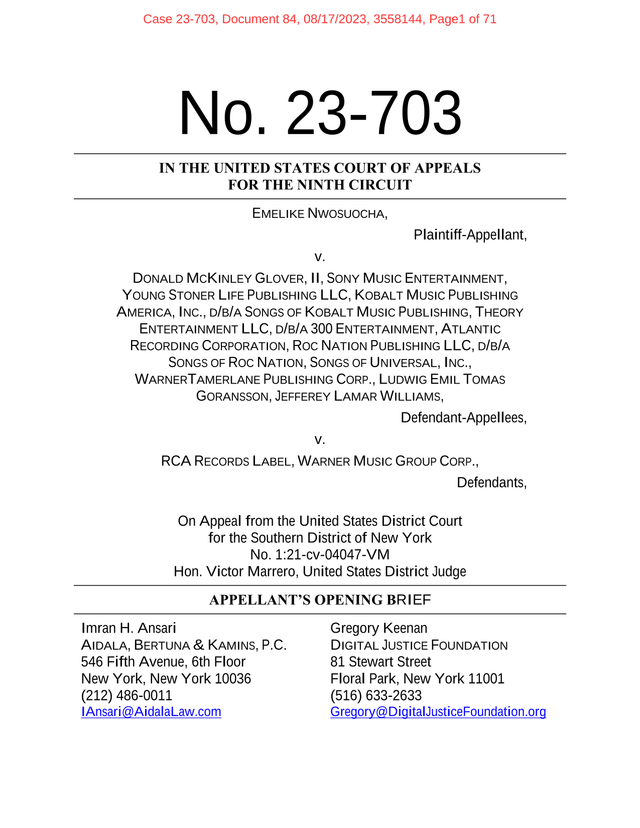 AppellantS Opening Brief   Nwosuocha V. Glover Et Al. screenshot