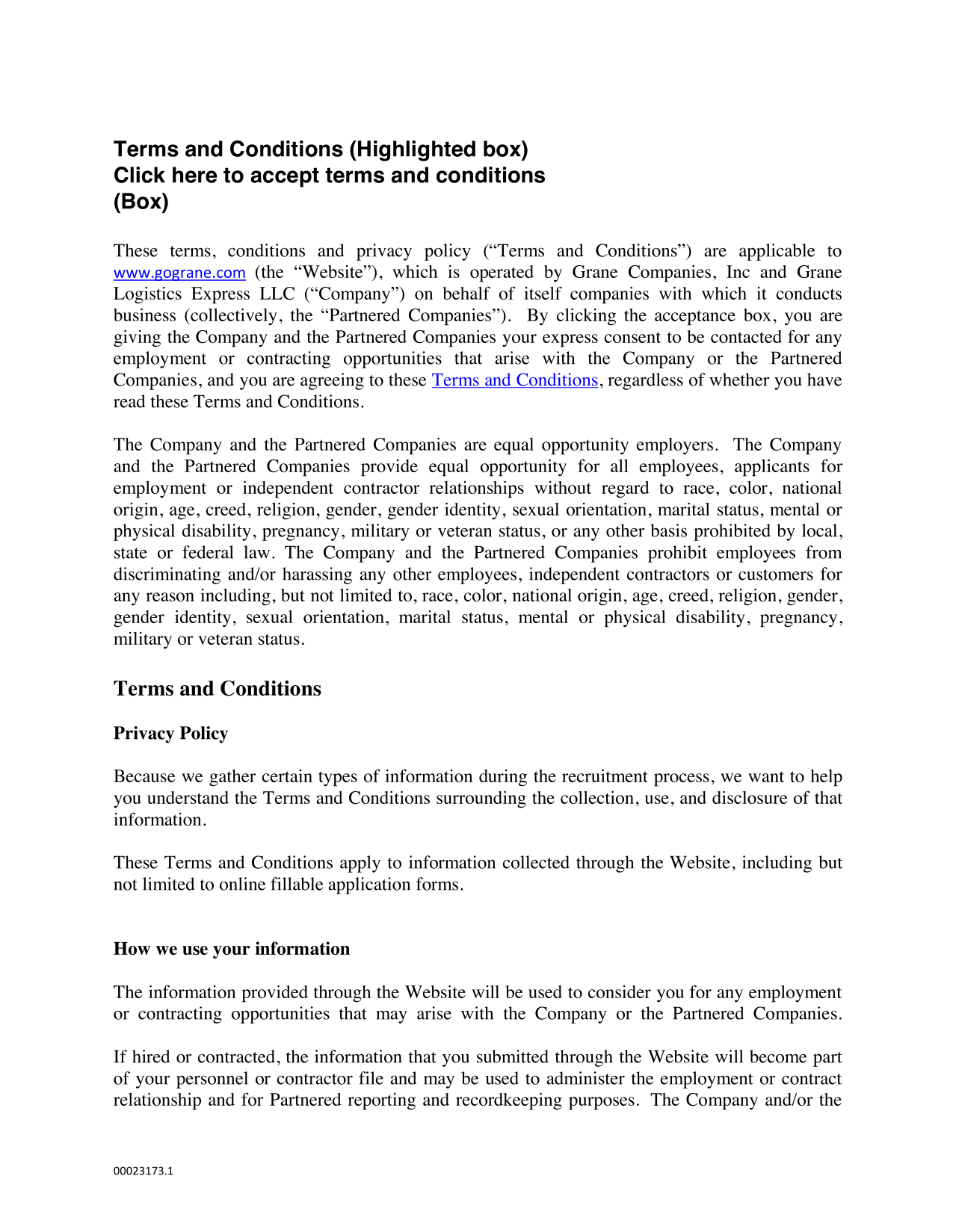 Terms And Conditions screenshot