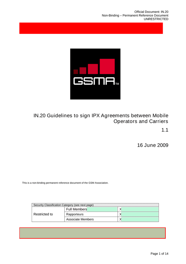 IN.20 Guidelines To Sign IPX Agreements Between Mobile Operators And Carriers screenshot