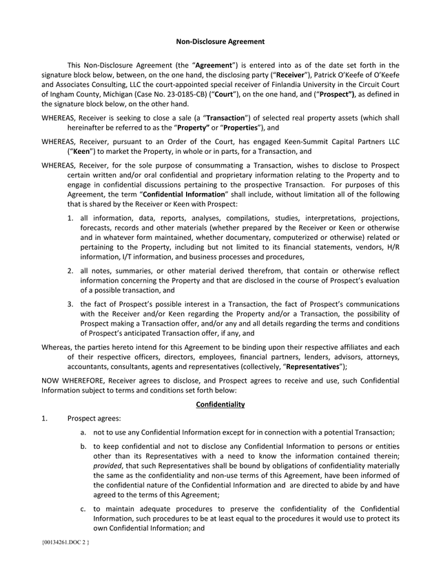 Non Disclosure Agreement screenshot