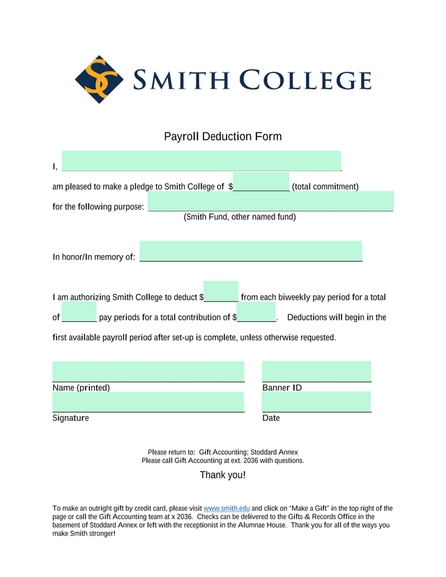 Payroll Deduction Form screenshot
