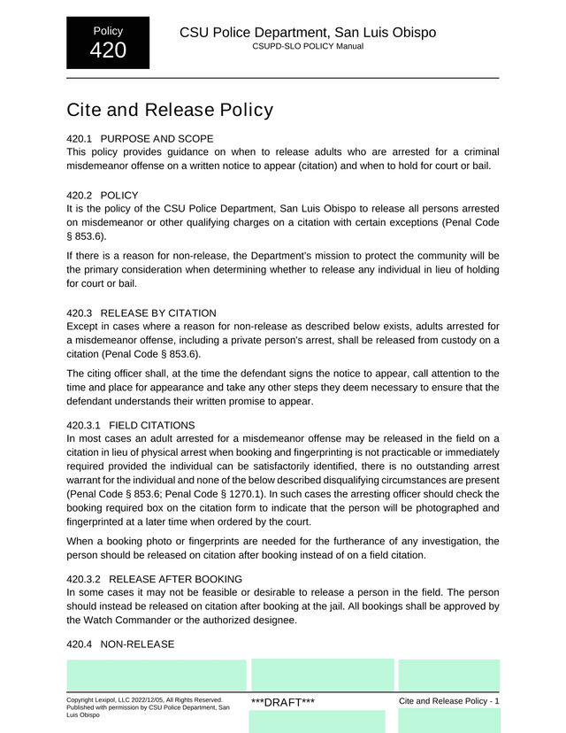 Cite And Release Policy screenshot