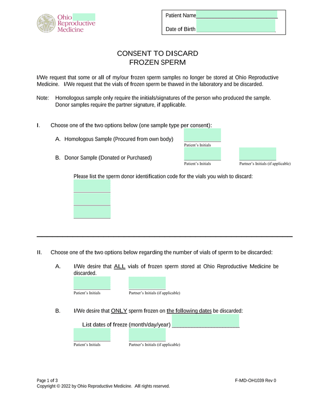 Consent To Discard Frozen Sperm screenshot