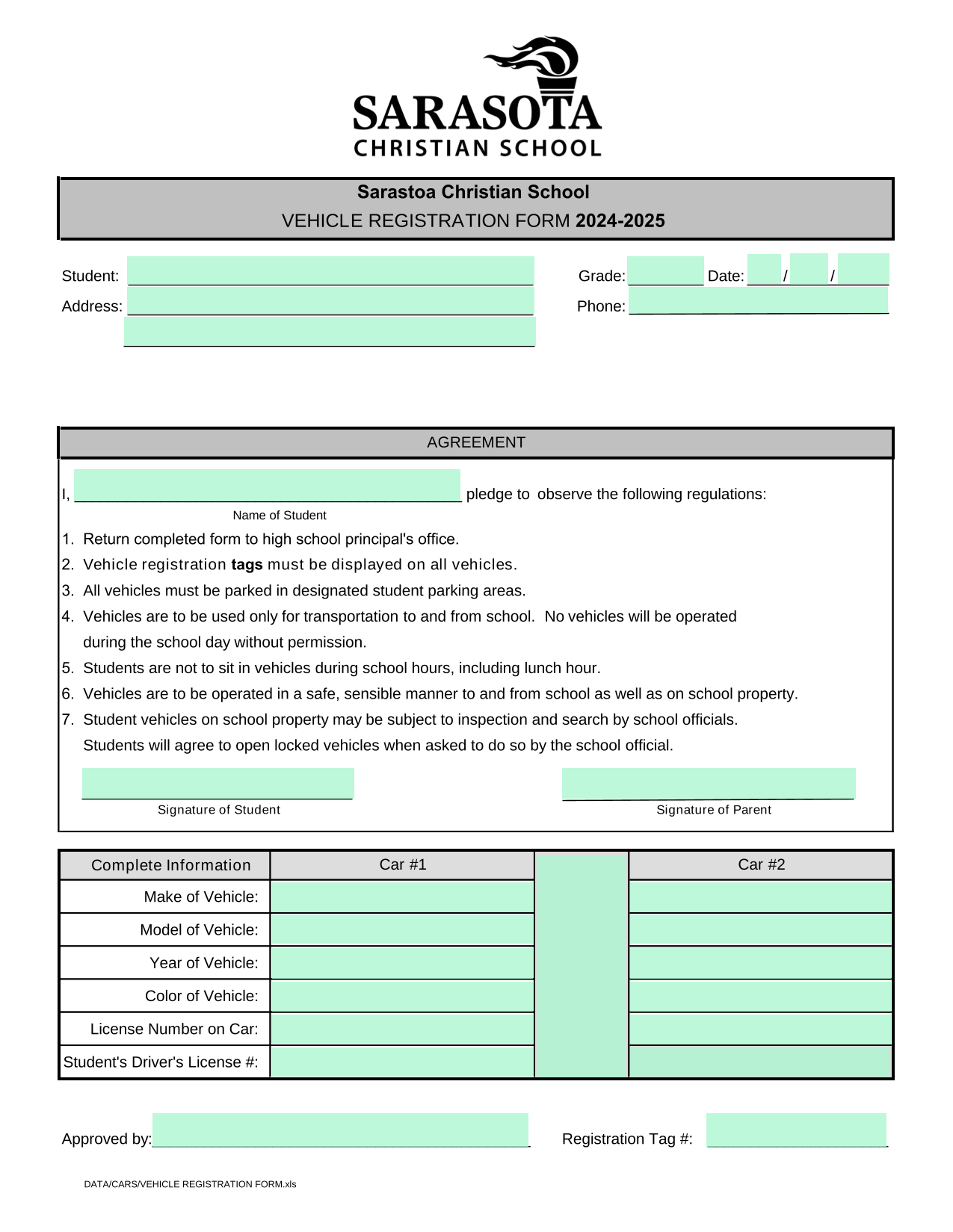 Vehicle Registration Form 2024 2025 screenshot