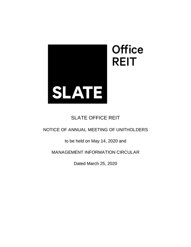 SLATE OFFICE REIT NOTICE OF ANNUAL MEETING OF UNITHOLDERS screenshot