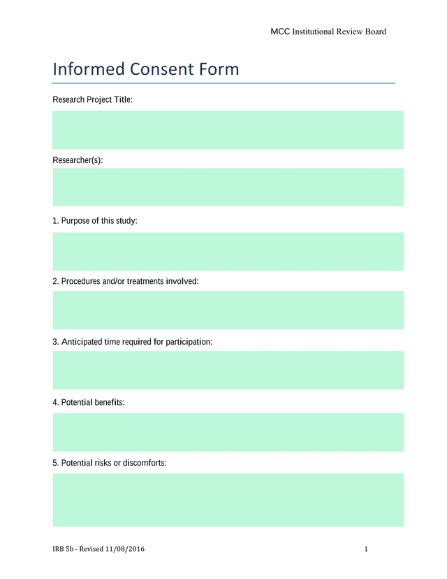 Informed Consent Form screenshot