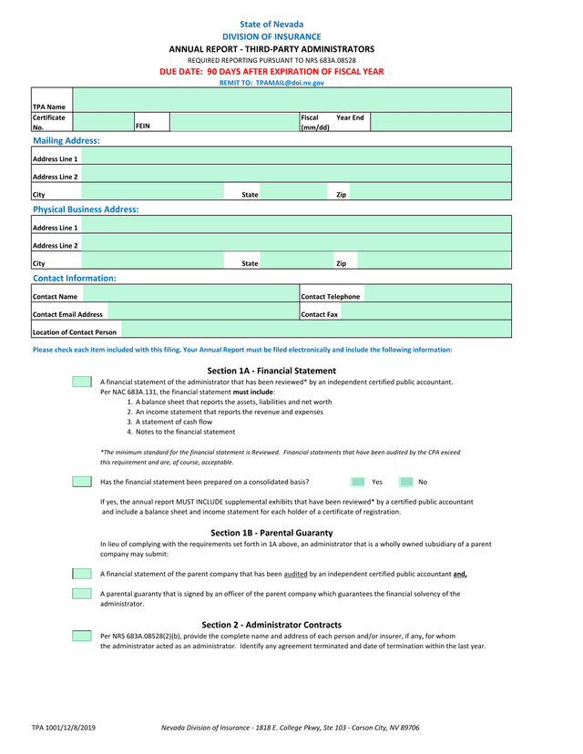 Annual Report   Third Party Administrators screenshot