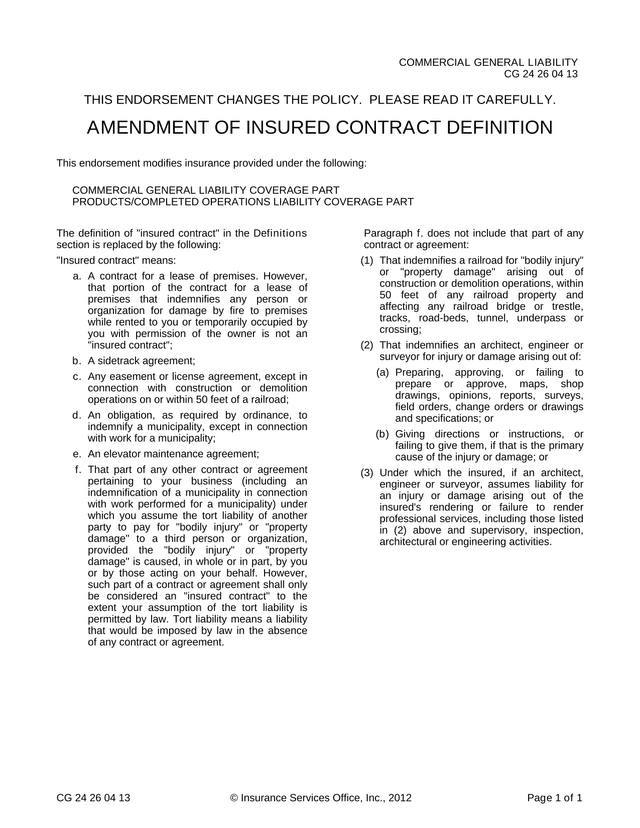 Amendment Of Insured Contract Definition screenshot