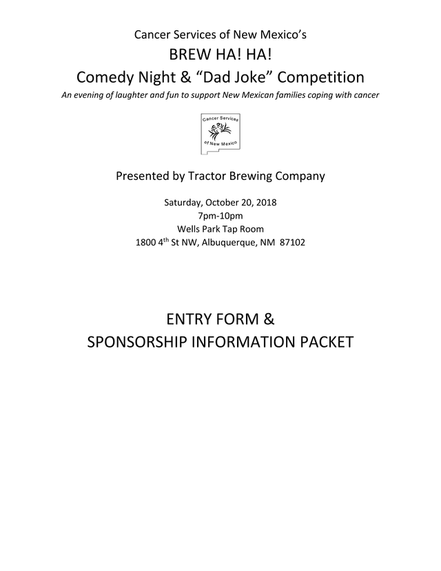 BREW HA HA Comedy Night  Dad Joke Competition   Entry Form  Sponsorship Information Packet screenshot