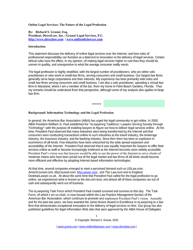 Online Legal Services The Future Of The Legal Profession screenshot