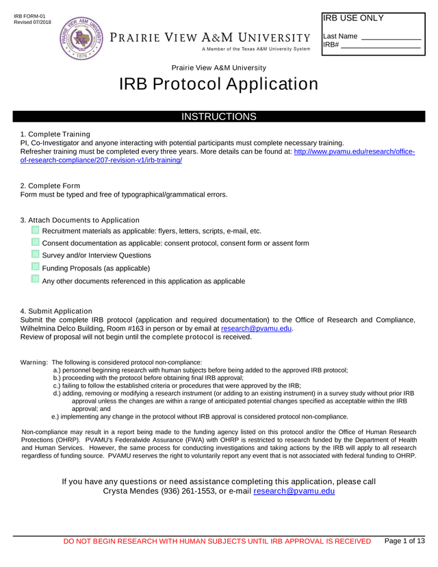 IRB Protocol Application screenshot
