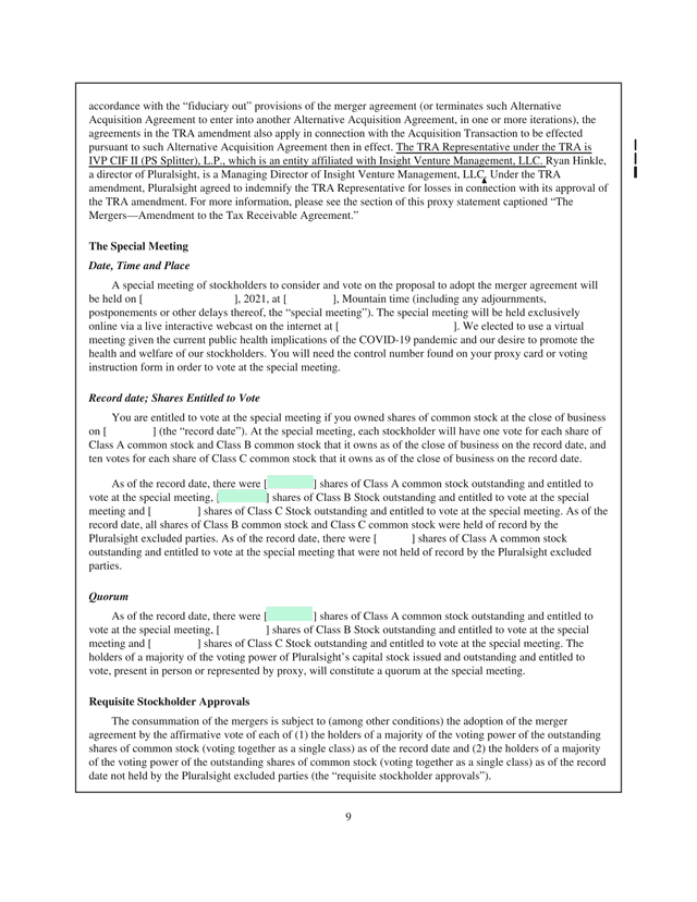 Pluralsight Special Meeting Proxy Statement screenshot