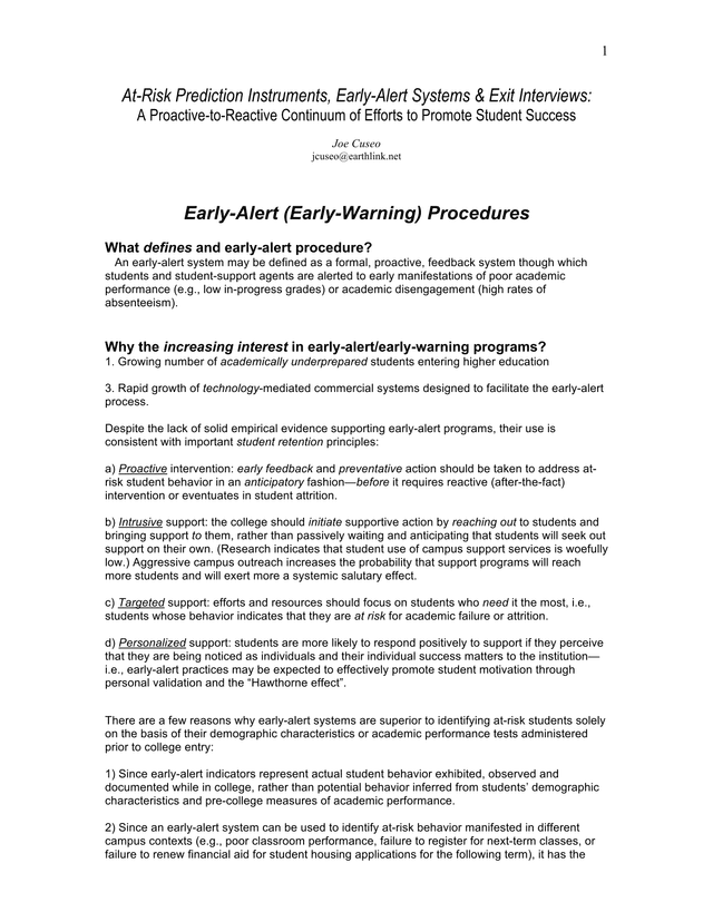 At Risk Prediction Instruments, Early Alert Systems  Exit Interviews A Proactive To Reactive Continu screenshot