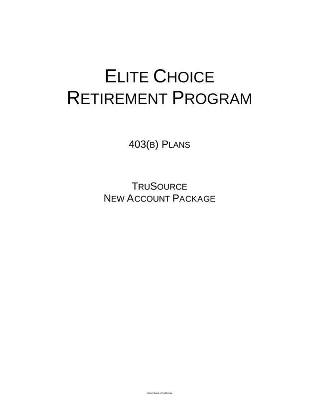 ELITE CHOICE RETIREMENT PROGRAM 403(B) PLANS TRUSOURCE NEW ACCOUNT PACKAGE screenshot