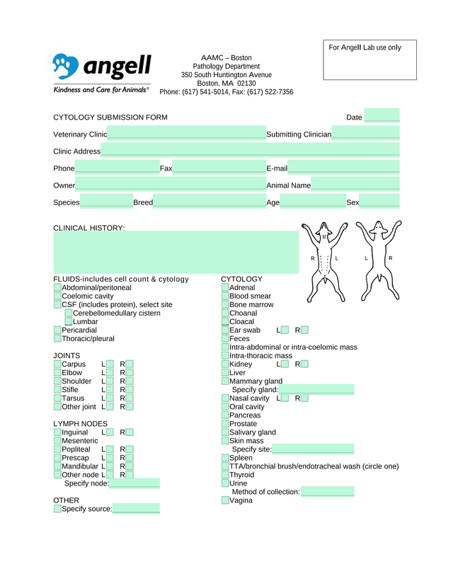 CYTOLOGY SUBMISSION FORM screenshot