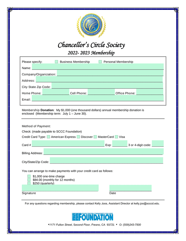 ChancellorS Circle Society Membership screenshot