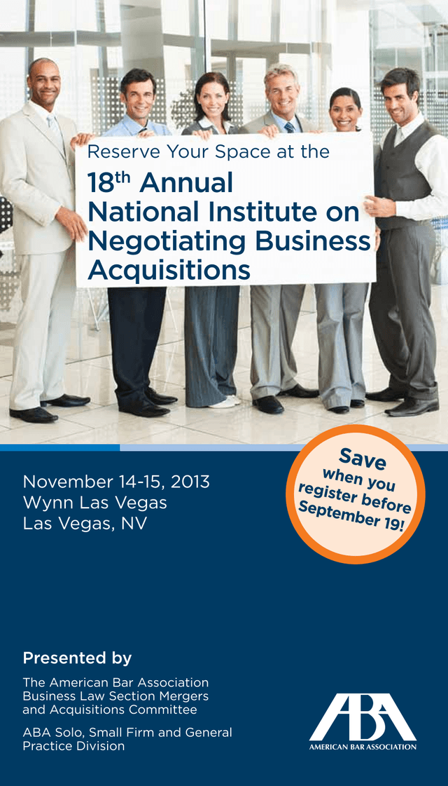 18th Annual National Institute On Negotiating Business Acquisitions screenshot