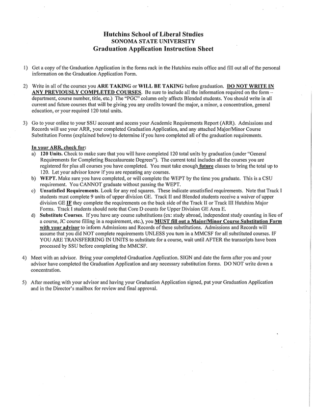 Hutchins Graduation Procedures Filing For A BachelorS Degree screenshot