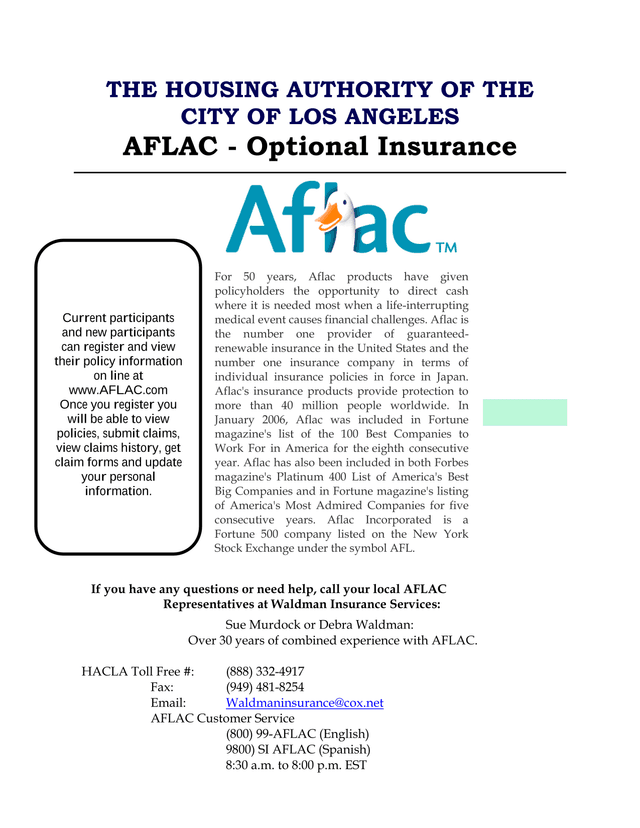 AFLAC   Optional Insurance screenshot