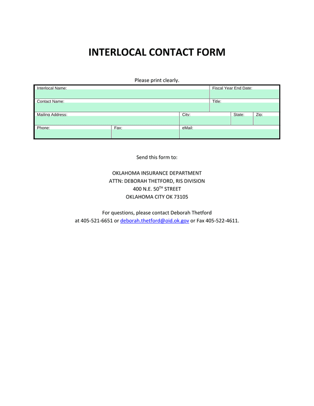 Interlocal Contact Form screenshot