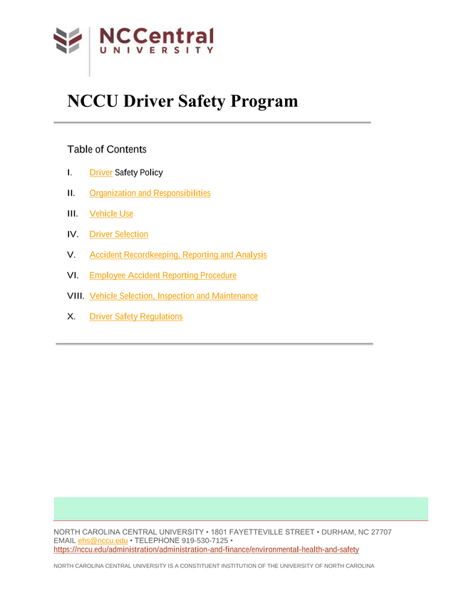 NCCU Driver Safety Program screenshot